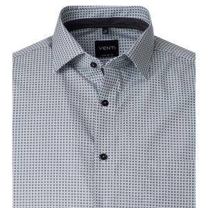 Venti Modern Fit Overhemd - Marble Print Grijs