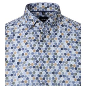 Venti Modern Fit Overhemd - Hexagon Print