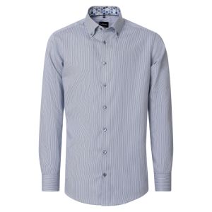 Venti Modern Fit Overhemd - Donkerblauw Gestreept