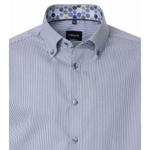 Venti Modern Fit Overhemd - Donkerblauw Gestreept