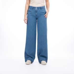 Bloomers - Mara Wideleg Broek Denimblauw