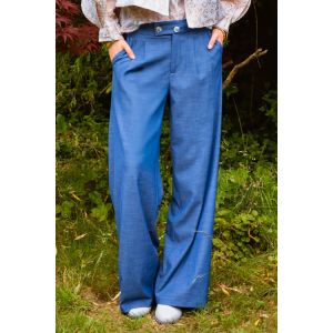 ICNK - Mosaic Twill Wide Leg Broek Denimblauw