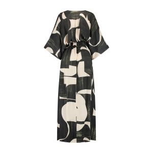 Maicazz - Jurk Teyera Geo Print Beige-Zwart