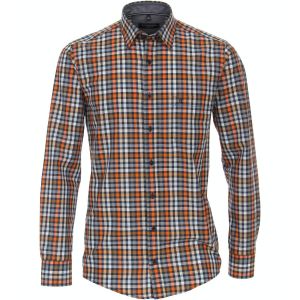 Casa Moda Casual Fit overhemd - Oranje/geruit