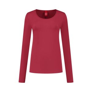 Only M - Basic ronde hals top donkerrood