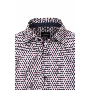 Venti Modern Fit Overhemd - Kent Rood/Navy Patroon